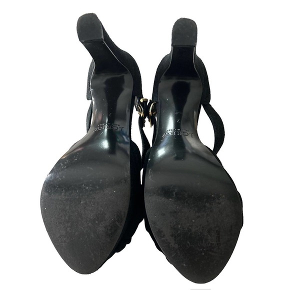 J. Crew Size 7 Italian Leather‎ Suede Strip Twist Pump Shoe Black - Picture 5 of 9